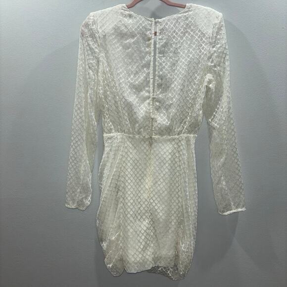 Ramy Brook Allona Dress Size 2 NWT Ivory Textured Long Sleeve Mini Bridal Dress - Picture 9 of 14